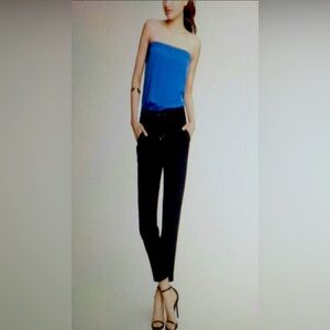 🔵EXPRESS Royal Blue & Black Strapless Color Block One Piece Pant Jumpsuit